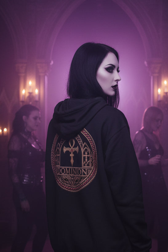 Black zip-up hoodie with soft fleece interior, metal zipper, and front pockets”