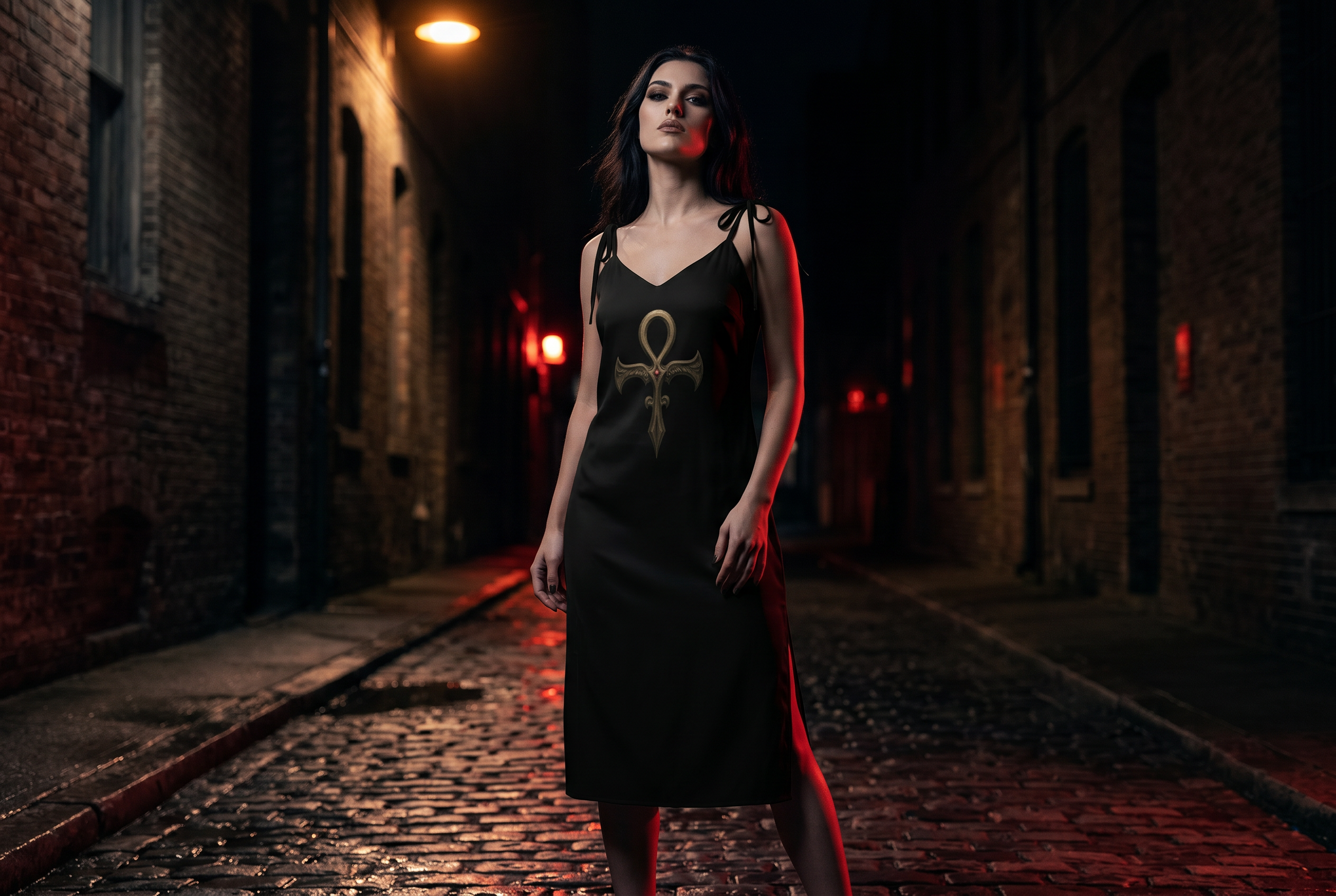Dominion Ank Tie-strap midi dress